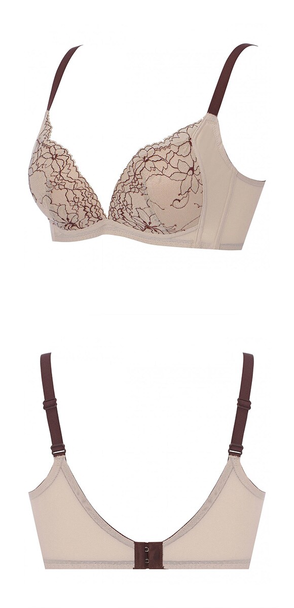 アモスタイル AMST1542 スレンダーラインブラ ロマンティックフラワー ノンワイヤー 3/4カップブラジャー E 大きいサイズ AMOSTYLE