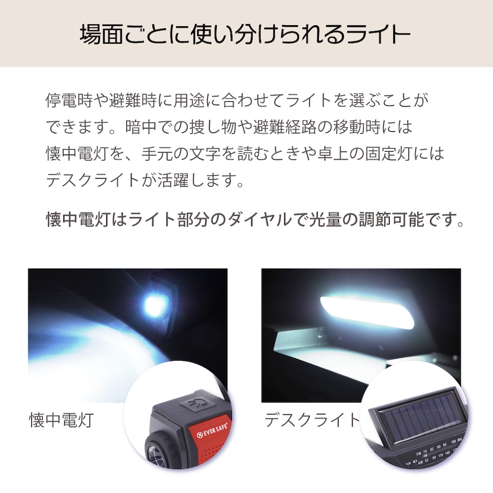 多機能防災ラジオライト【10年保存電池付き】