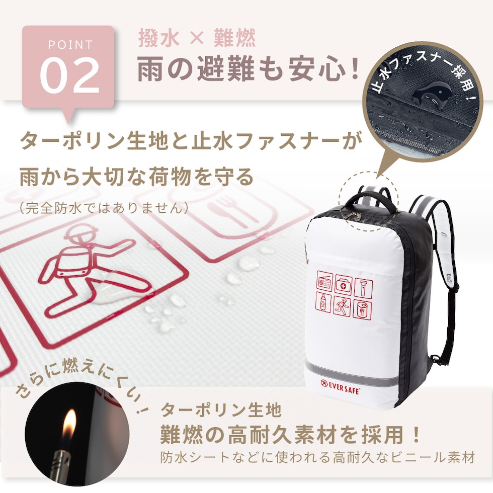 底まで開く 防災リュック 単品