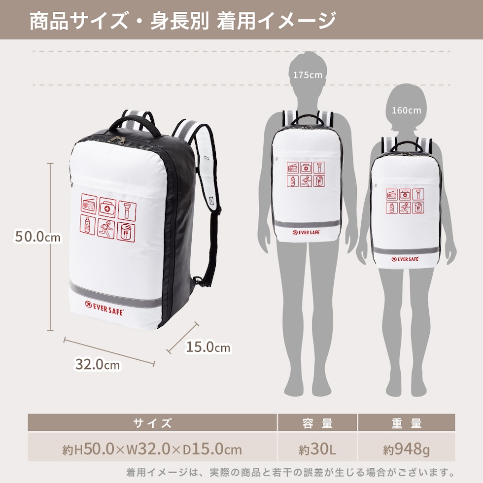 底まで開く 防災リュック 単品