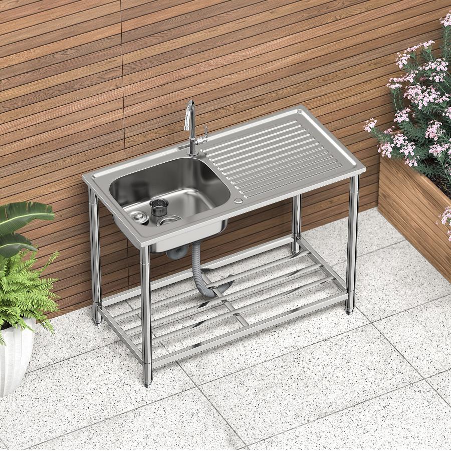 流し台 シンク ステンレス製 蛇口水栓付き 屋外 簡易式 簡単組立 C1200 流し台 シンク ステンレス製 蛇口水栓付き 屋外 簡易式 キッチン