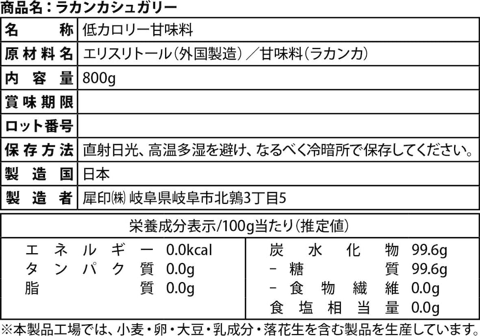 成分表