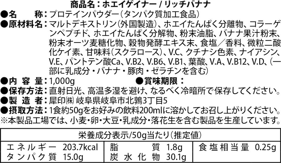 成分表