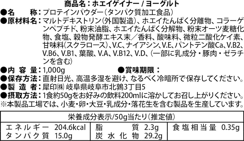 成分表