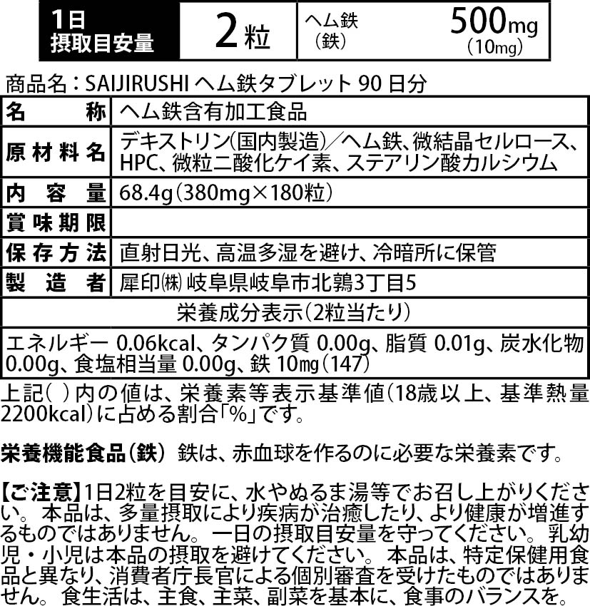 成分表