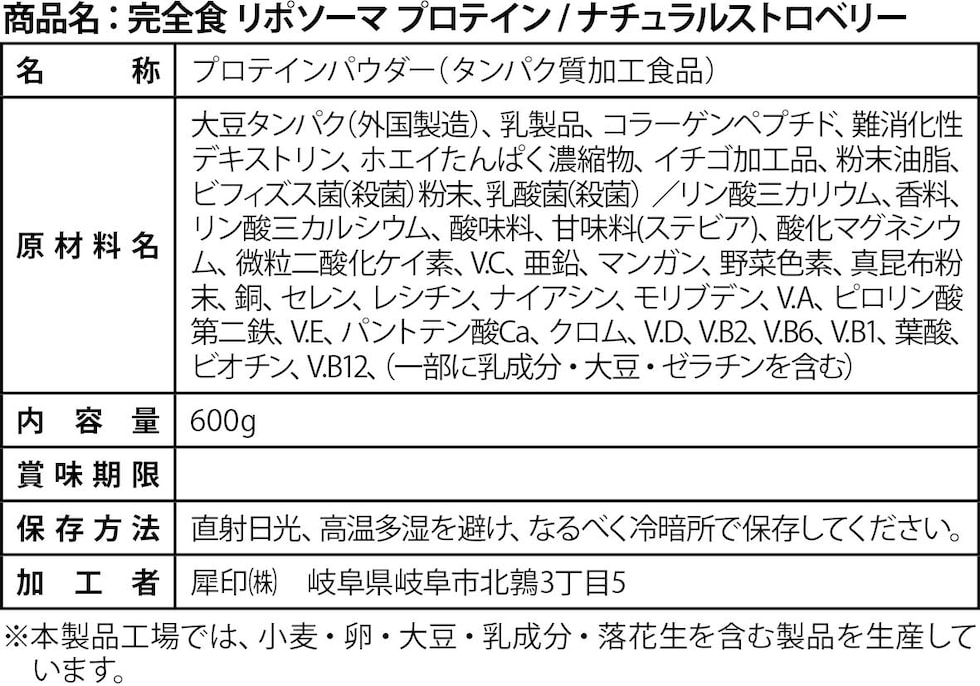 成分表