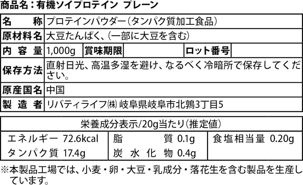 成分表
