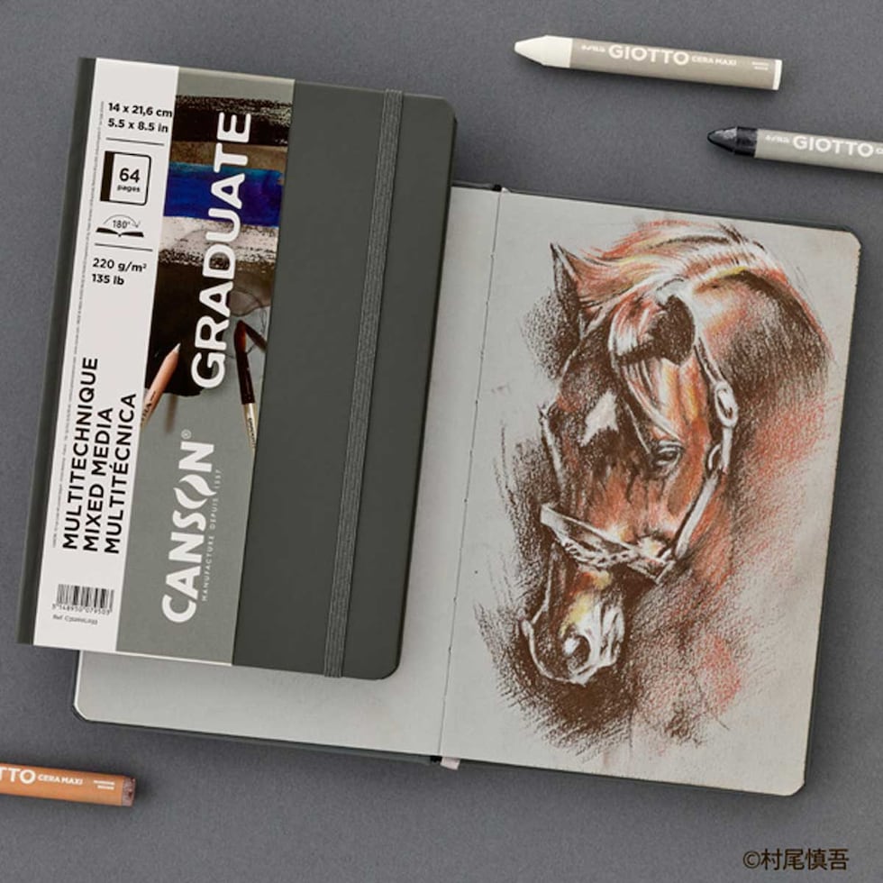 キャンソン グラジュエイトブック ミックスメディア グレーペーパー A5変型 (C31200L033)