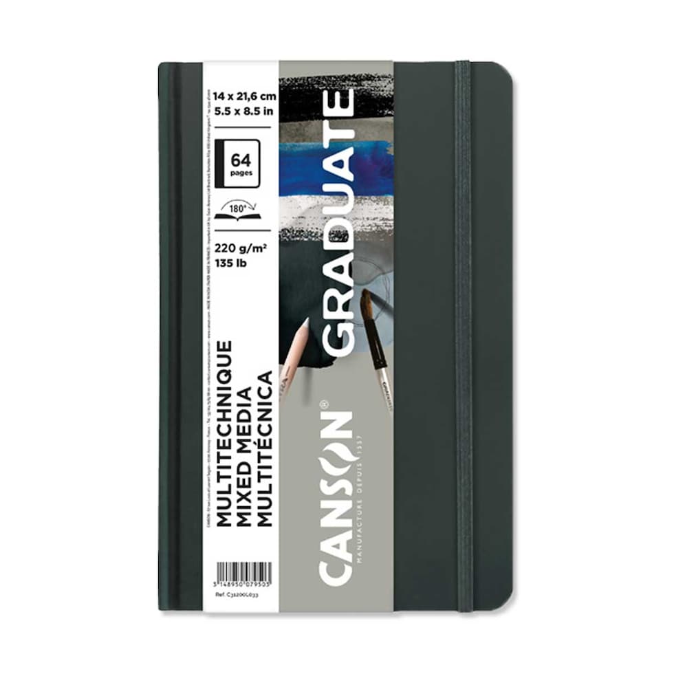 キャンソン グラジュエイトブック ミックスメディア グレーペーパー A5変型 (C31200L033)