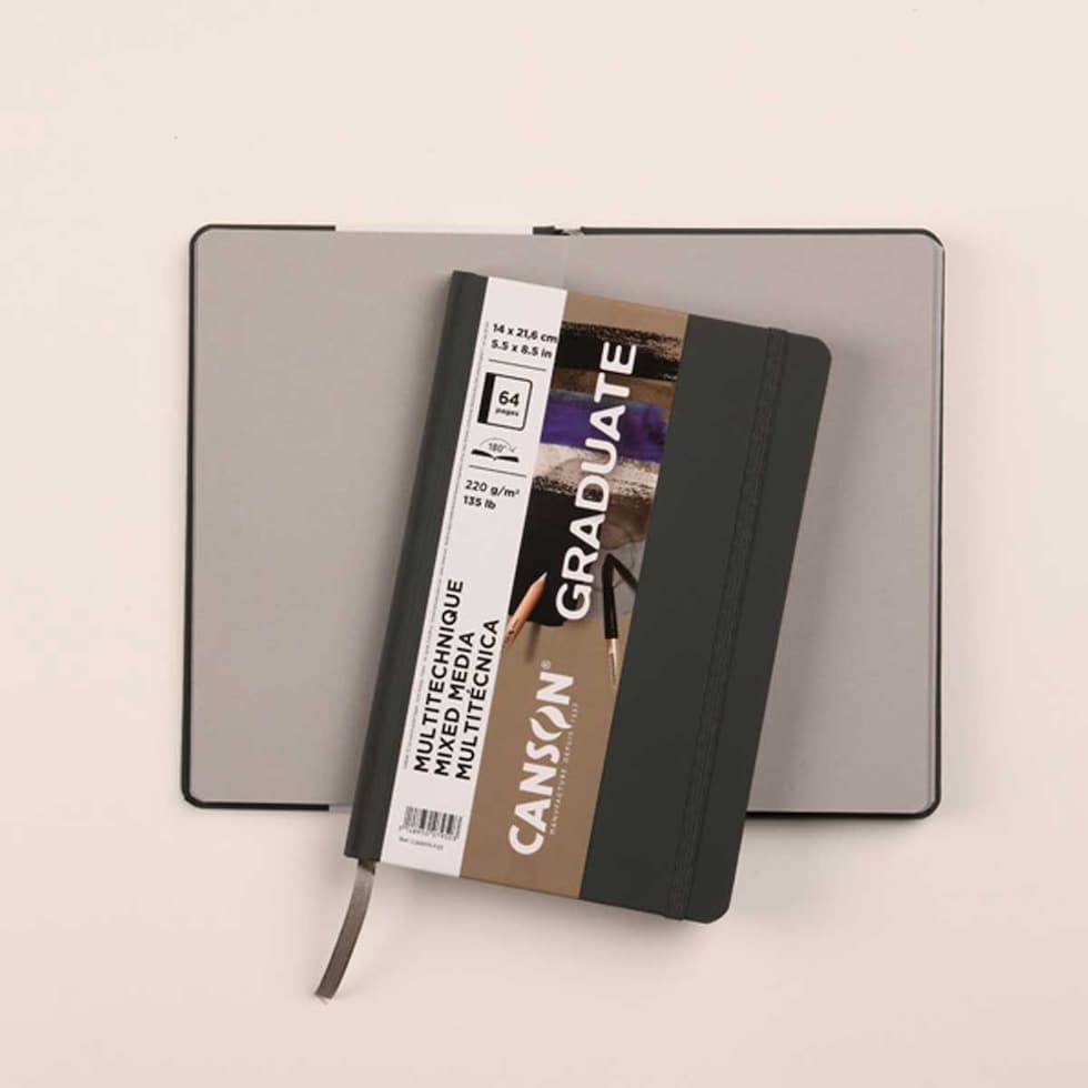 キャンソン グラジュエイトブック ミックスメディア グレーペーパー A5変型 (C31200L033)