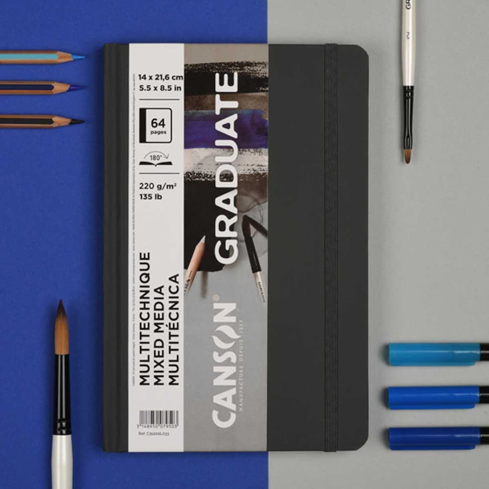 キャンソン グラジュエイトブック ミックスメディア グレーペーパー A5変型 (C31200L033)