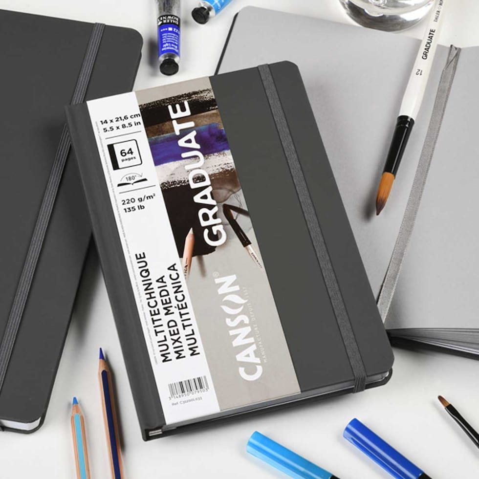 キャンソン グラジュエイトブック ミックスメディア グレーペーパー A5変型 (C31200L033)