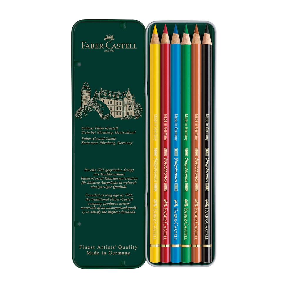(日本正規品) ファーバーカステル ポリクロモス色鉛筆 6色 (缶入) 110096 faber castell 色鉛筆 油彩 ギフト プレゼント ネコポス可