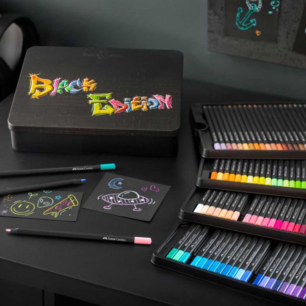 ファーバーカステル ブラックエディション色鉛筆セット ネオン&パステル12色 紙箱入り (116410)