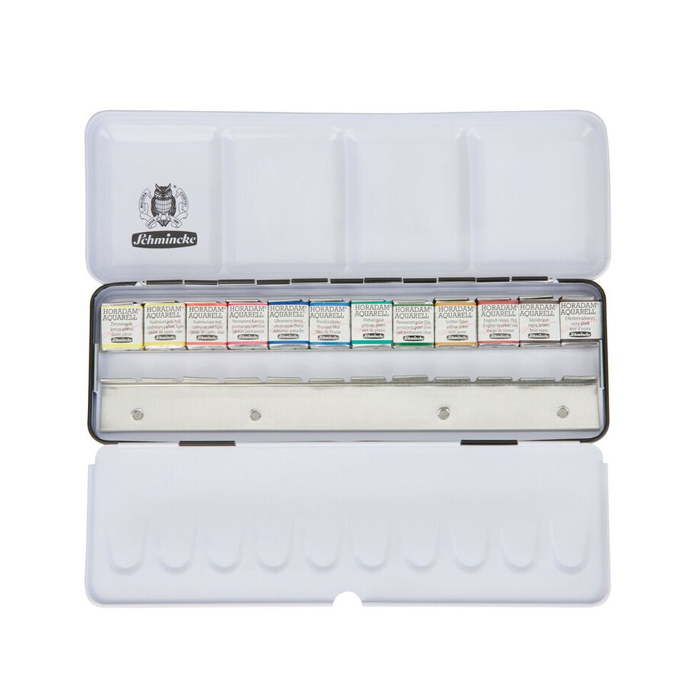 シュミンケ ホラダム透明水彩絵具 ハーフパン 12色セット（金属ケース入） (74412)