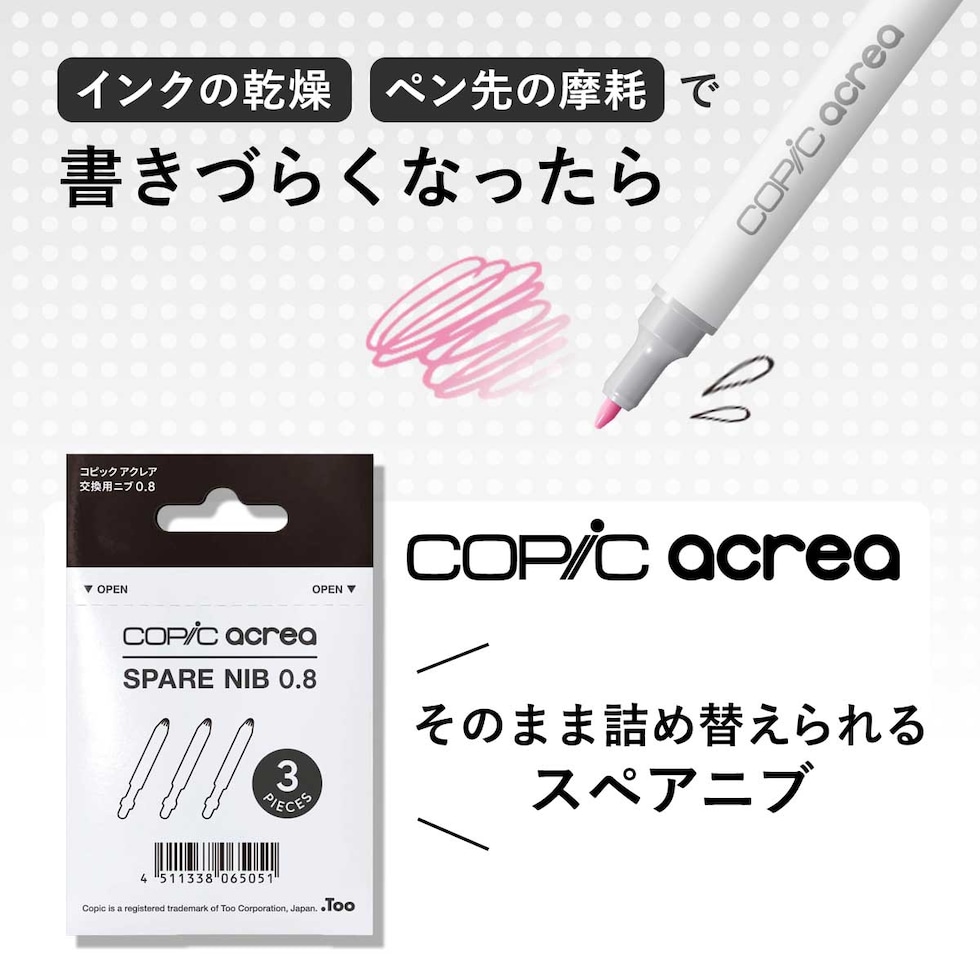 Too コピック アクレア スペアニブ 0.8 3本入 (13091001) 交換用 ペン先 マーカー COPIC acrea
