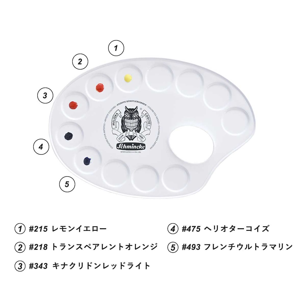 MINORI先生セレクト シュミンケ ホラダム 透明水彩絵具5色 ドットメタルパレット＆インターロンセット
