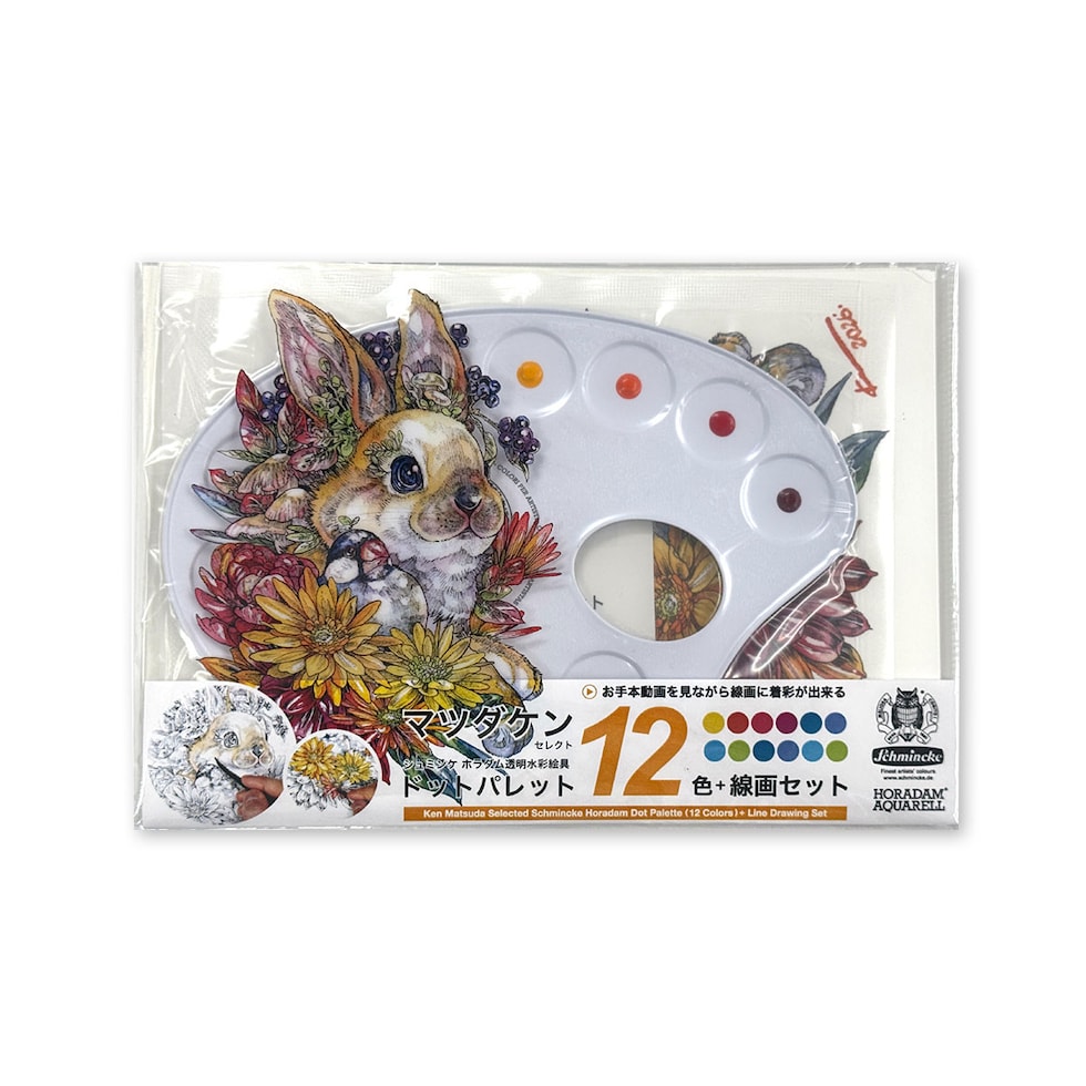 マルダケンセレクト シュミンケホラダム透明水彩絵具 ドットパレット12色+線画セット ネコポス可