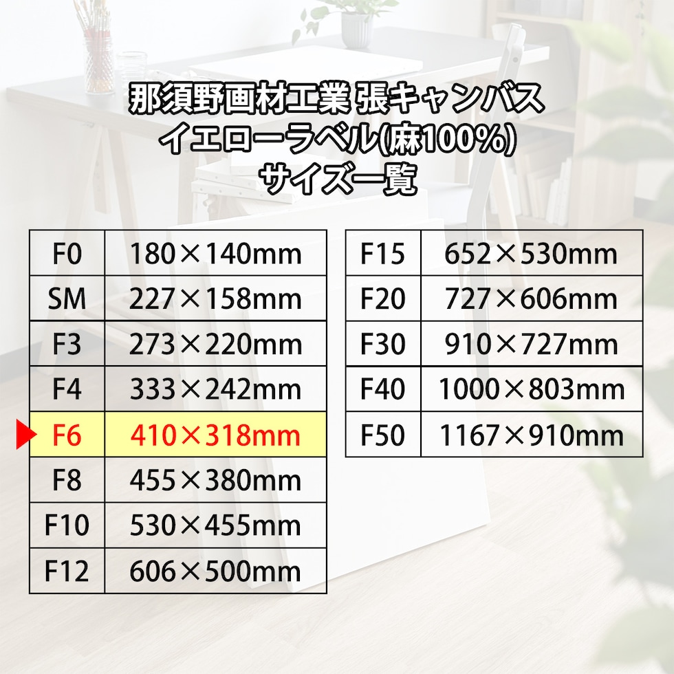那須野画材工業 張キャンバス イエローラベル(麻100%) F6