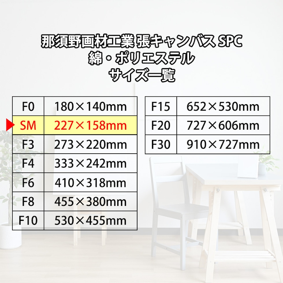 那須野画材工業 張キャンバス SPC 綿・ポリエステル SM