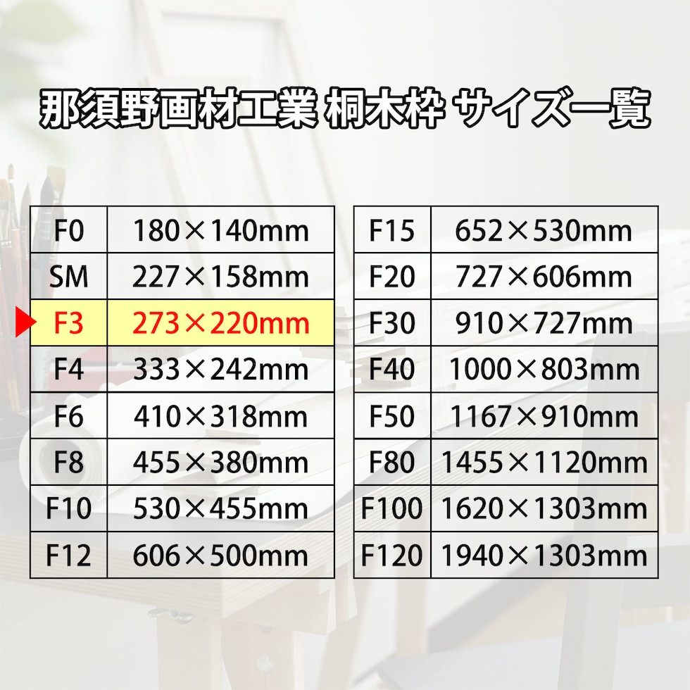 那須野画材工業 桐木枠 F3