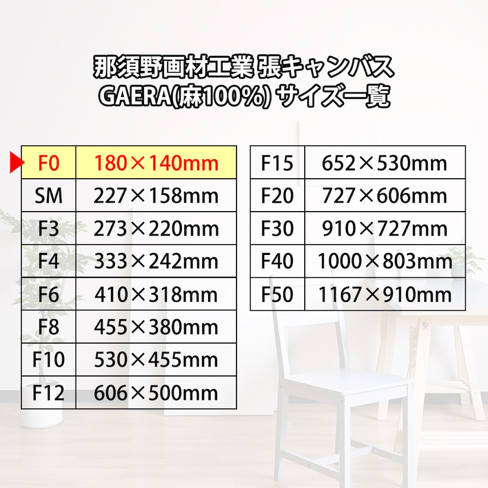 那須野画材工業 張キャンバス GAERA(麻100％) F0