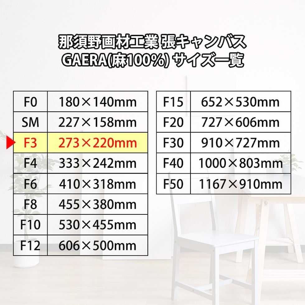 那須野画材工業 張キャンバス GAERA(麻100％) F3