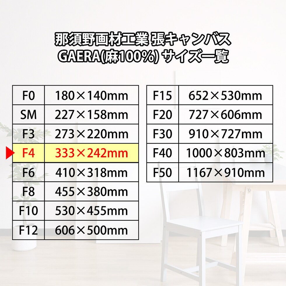 那須野画材工業 張キャンバス GAERA(麻100％) F4