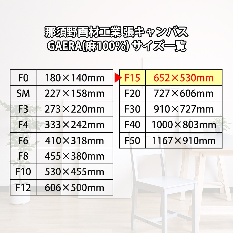 那須野画材工業 張キャンバス GAERA(麻100％) F15