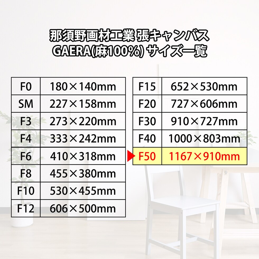 那須野画材工業 張キャンバス GAERA(麻100%) F50