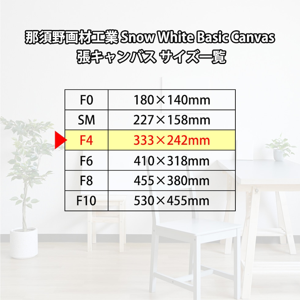 那須野画材工業 Snow White Basic Canvas 張キャンバス F4