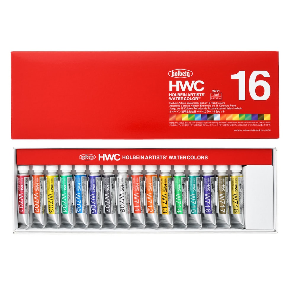 ホルベイン 透明水彩絵具 パールカラーズ 5ml パールカラー16色セット W791 絵の具 えのぐ パール 光沢 holbein 画材 美術 アート 水性 ネコポス可