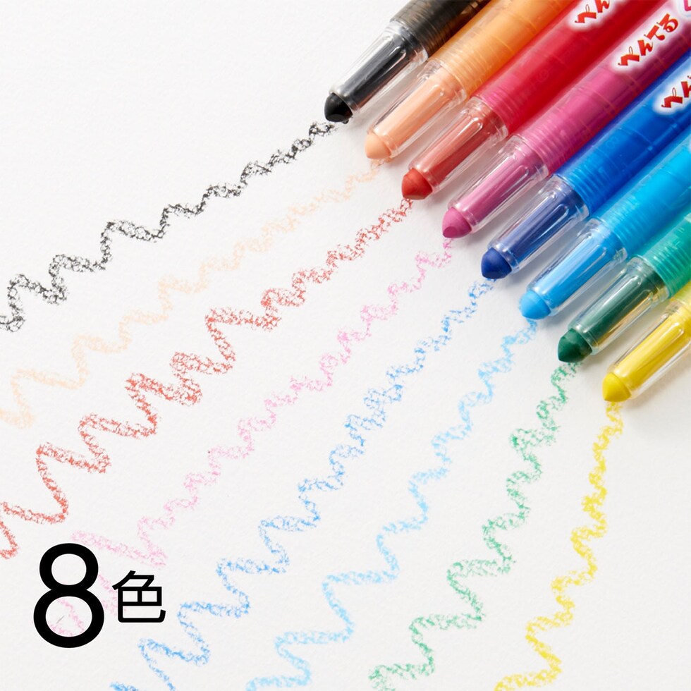 ぺんてる くるりら くりだし色鉛筆 8色セット (GTW-8) クレヨンタッチ ネコポス可