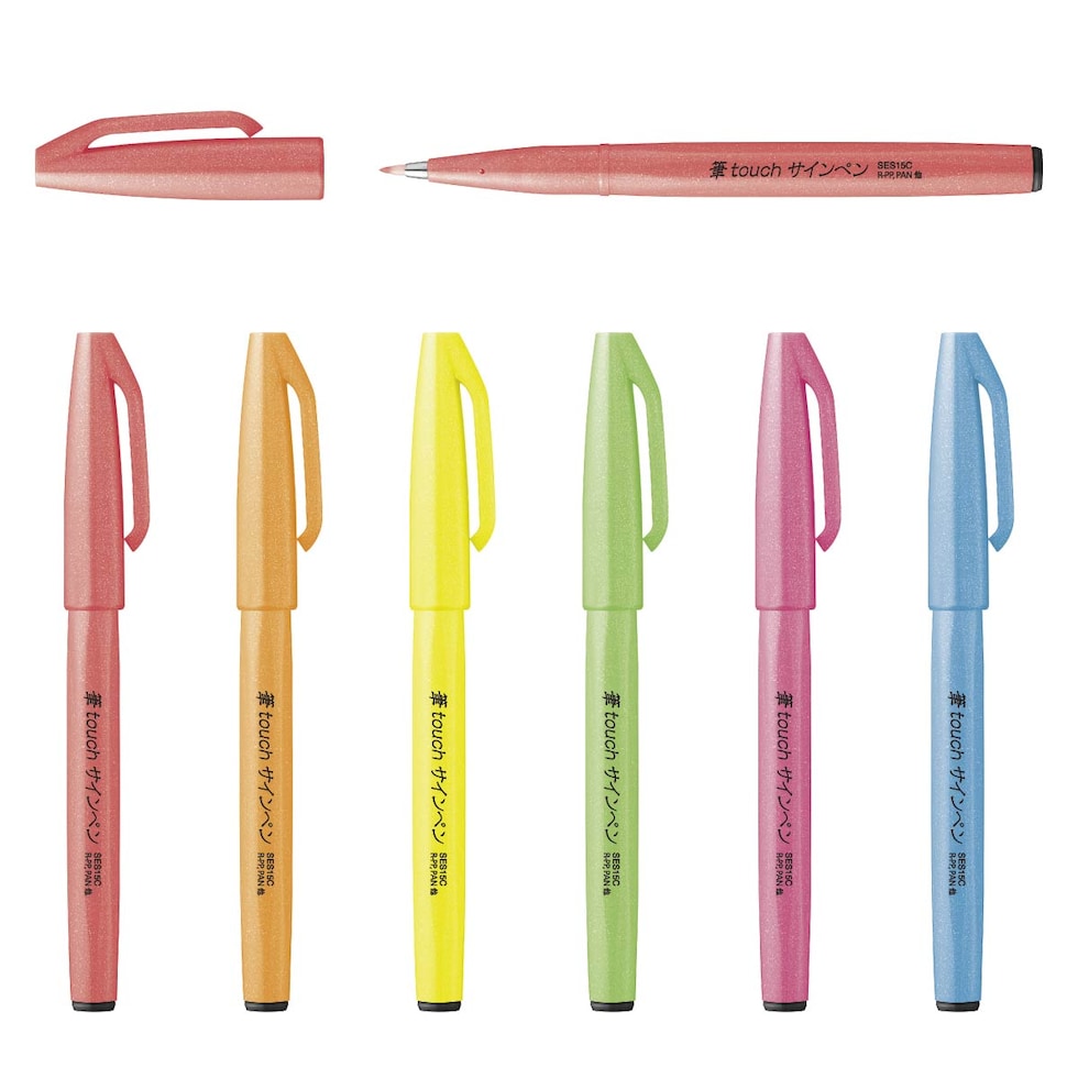 ぺんてる 筆タッチサインペン Neon Color Edition 蛍光6色セット【限定品】 (SES15C-LM6STE)
