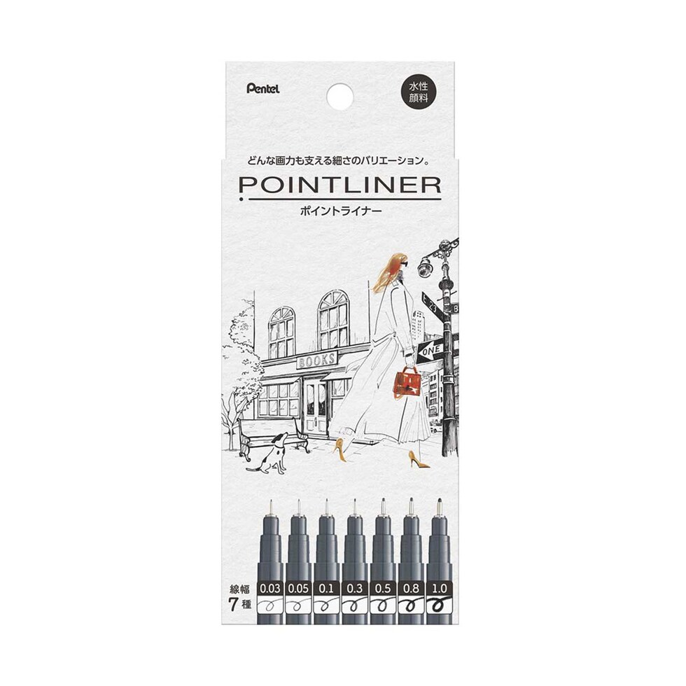 ぺんてる 水性顔料マーカー ポイントライナー 7本セット (S20P-7STA)