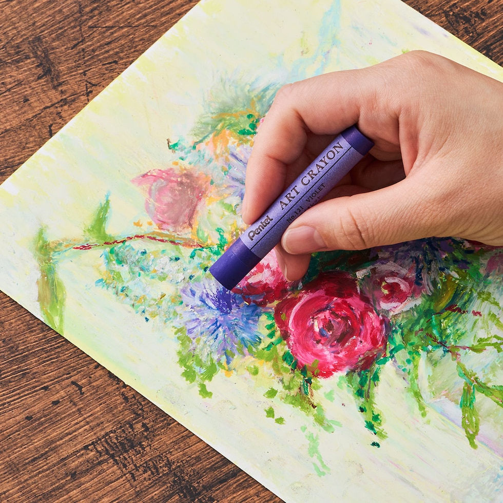 ぺんてる クレヨン ART CRAYON アートクレヨン 25色セット (PTAC-26) ホワイト2本 26本入 柴崎先生監修 おじいちゃん先生 しばさきせんせい ネコポス可