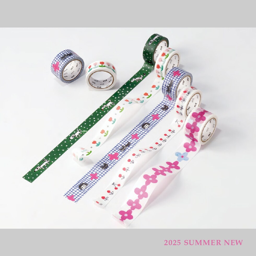 カモ井加工紙 マスキングテープ (mt×松林誠 まつばやし まこと) 24mm×5m 花飾り (MTMATU05) ネコポス可 マステ 貼ってはがせる