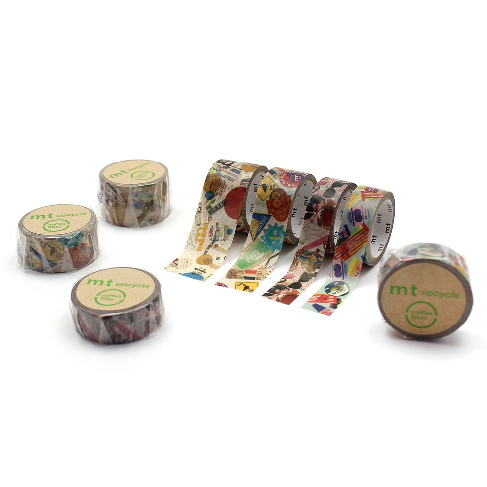 カモ井加工紙 マスキングテープ mt upcycle tape ポスターコラージュ・ドット 25mm×5m (MT01UP09) ネコポス可