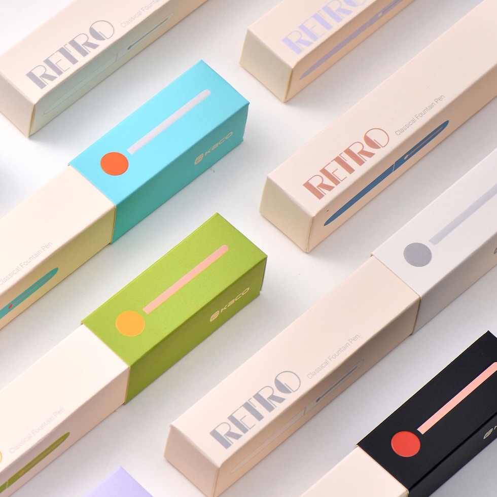 KACO RETRO万年筆 全6色 (Mint Green/Blue/Green/Light Purple/White/Black) コンバーター+カードリッジ(黒)2本付き レトロ ネコポス可