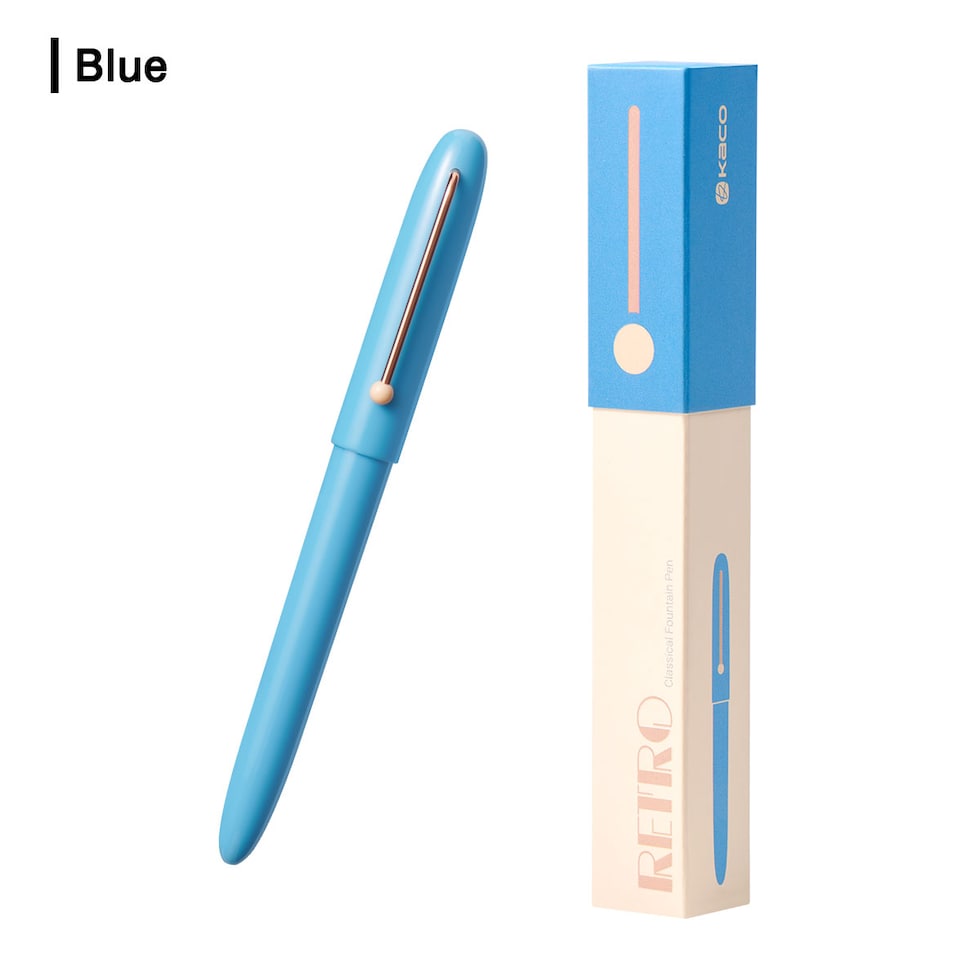 KACO RETRO万年筆 全6色 (Mint Green/Blue/Green/Light Purple/White/Black) コンバーター+カードリッジ(黒)2本付き レトロ ネコポス可