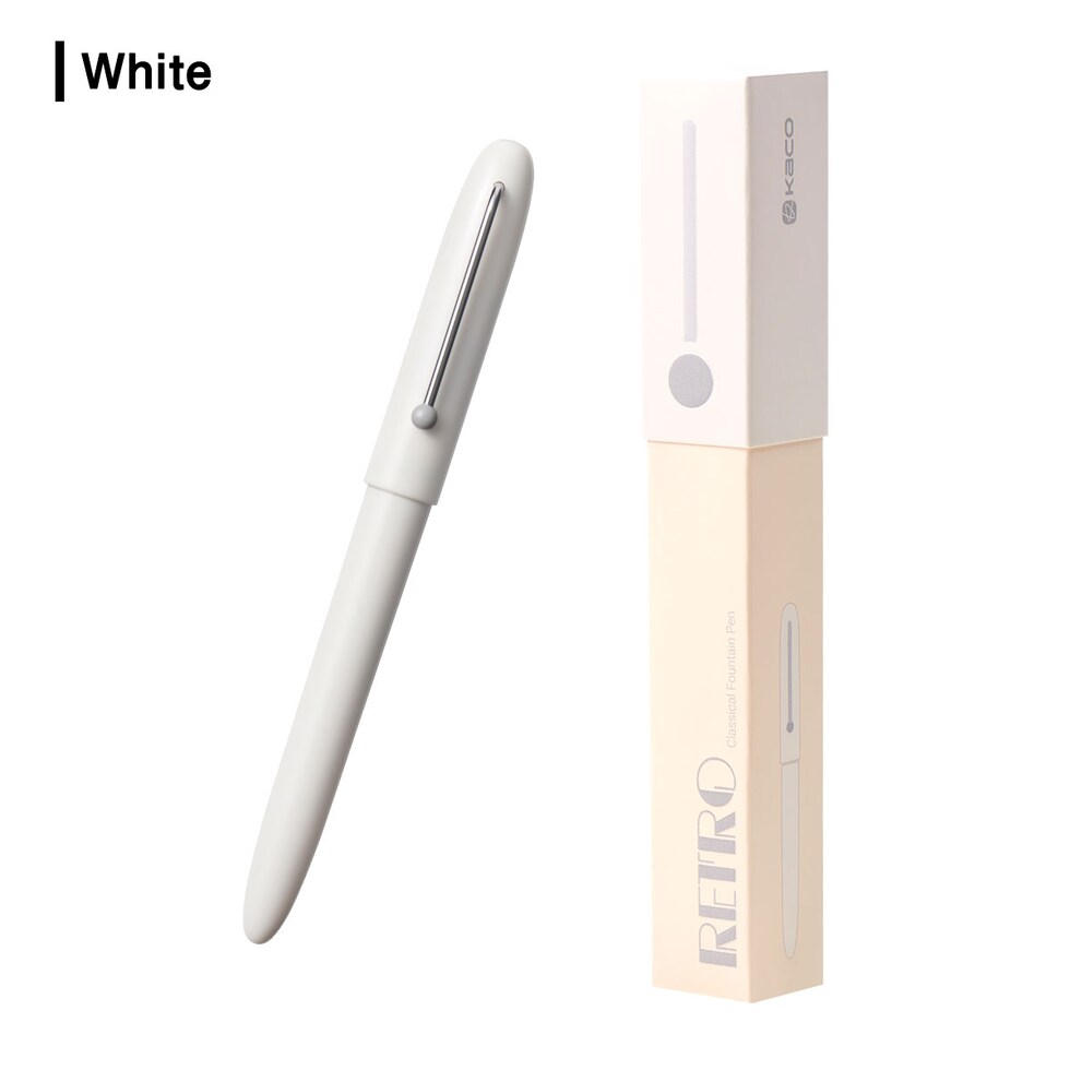 KACO RETRO万年筆 全6色 (Mint Green/Blue/Green/Light Purple/White/Black) コンバーター+カードリッジ(黒)2本付き レトロ ネコポス可