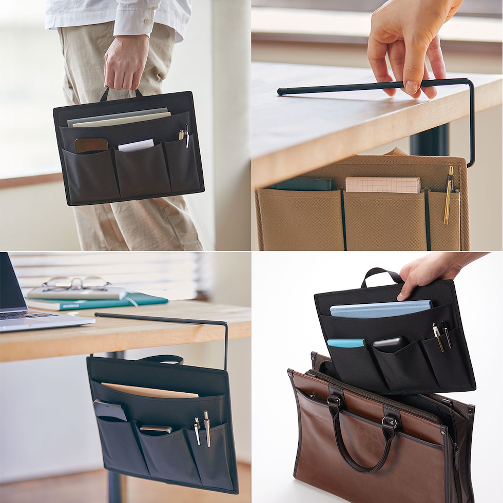 キングジム(Kingjim) ハングオーガナイザー バッグインバッグ (NewBasic)  横ヨコ 黒 (HOZ200-BK) 収納 デスク 机 整理