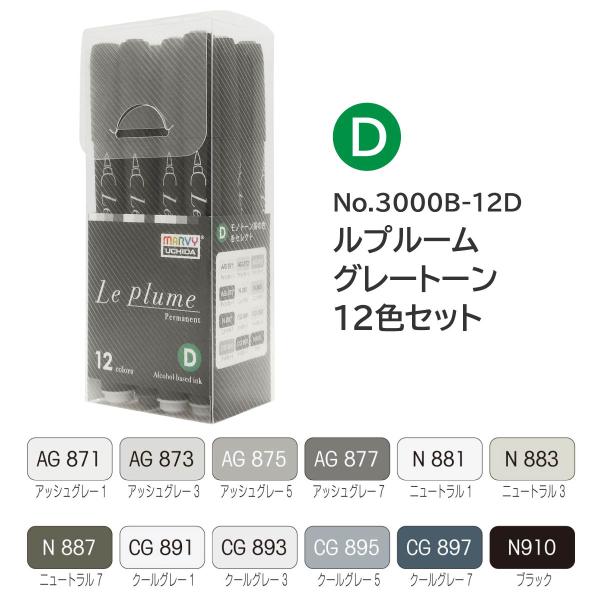 マービー ルプルーム 12色Cセット(黒軸) 人物 3000B－12C (53001-012C)