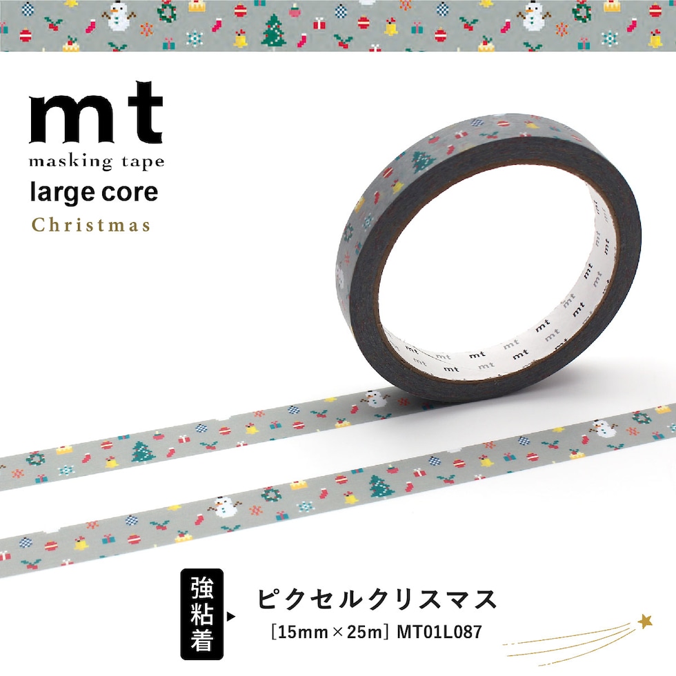 カモ井加工紙 mt large core クリスマステディベア 強粘着 15mm×25m (MT01L085) 15mm×25m 強粘着 ラッピング 大巻 (ネコポス可) ストアテープ