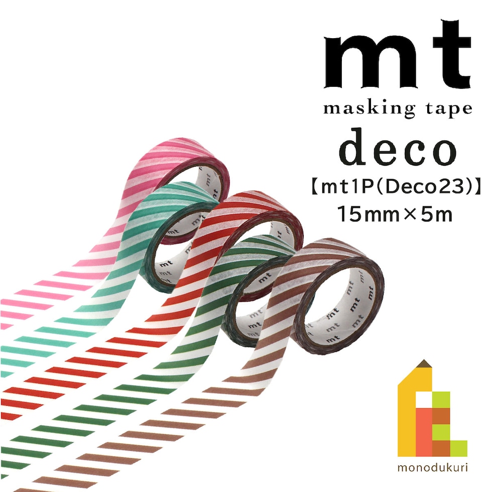 カモ井加工紙 mt 1P ストライプ・ディープレッド 15mm×5m (MT01D595)