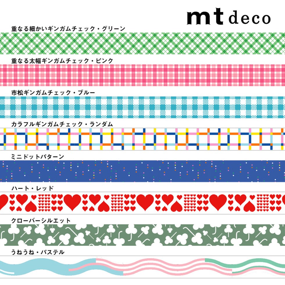 カモ井加工紙 マスキングテープ 【mt1Ｐ/Deco24】15mm×5ｍ (mt01D602～mt01D609) ネコポス可