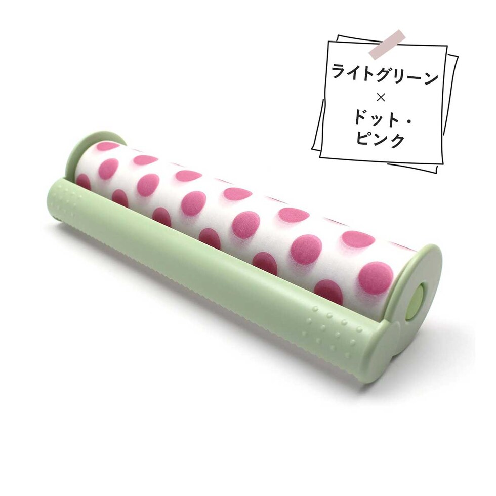 カモ井加工紙 mtまもラップカッター箱入 ライトグリーン×ドット・ピンク (MTMWRP03)