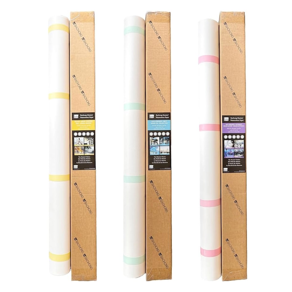 バオホン BAOHONG バオホンマスターズ水彩紙 300g ロール 1350mm×10M (荒目/中目/細目) 全3種 コットン100%