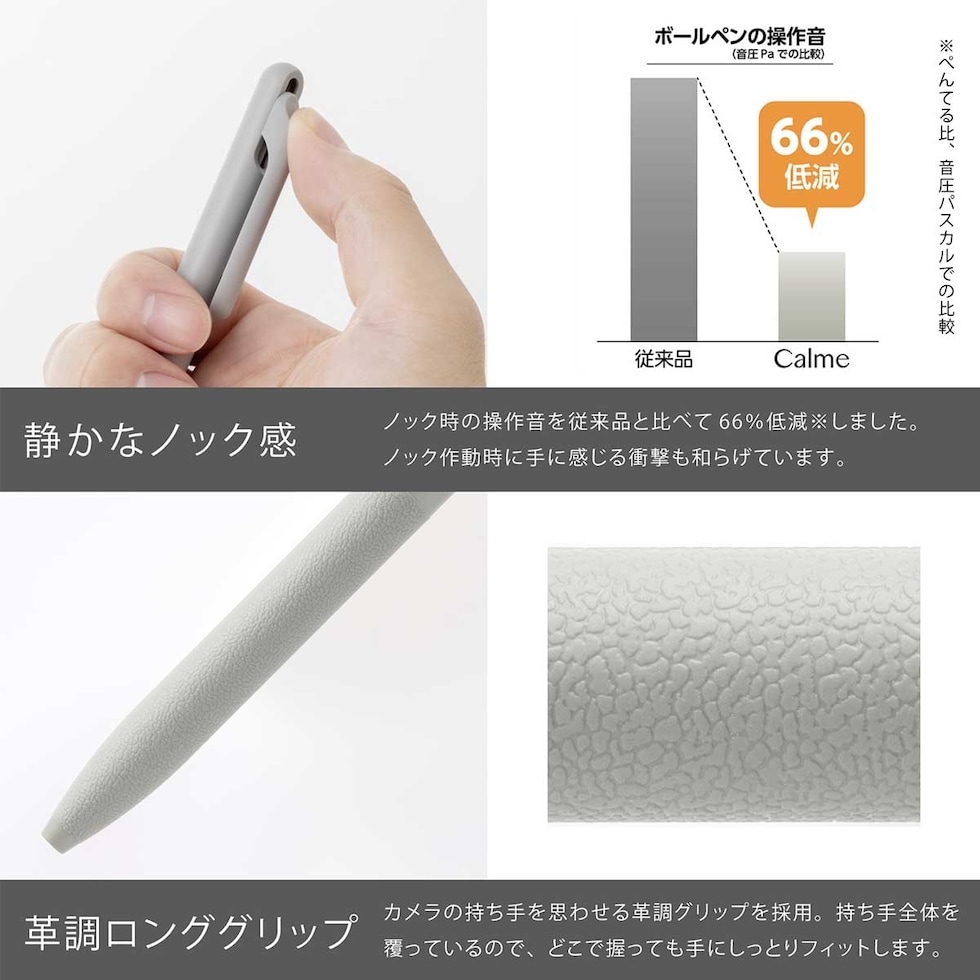 ぺんてる カルム Calme 単色ボールペン 0.35mm グレー軸 黒 (BXA103N-A)