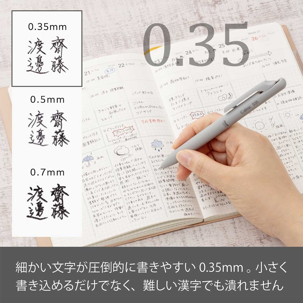 ぺんてる カルム Calme 単色ボールペン 0.35mm グレー軸 黒 (BXA103N-A)